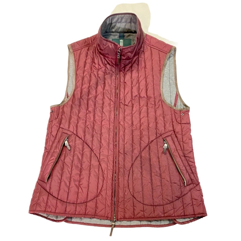 KENT & CURWEN Men's Burgundy Wool Lamb Suede Full Zip Vest Jacket Size Medium